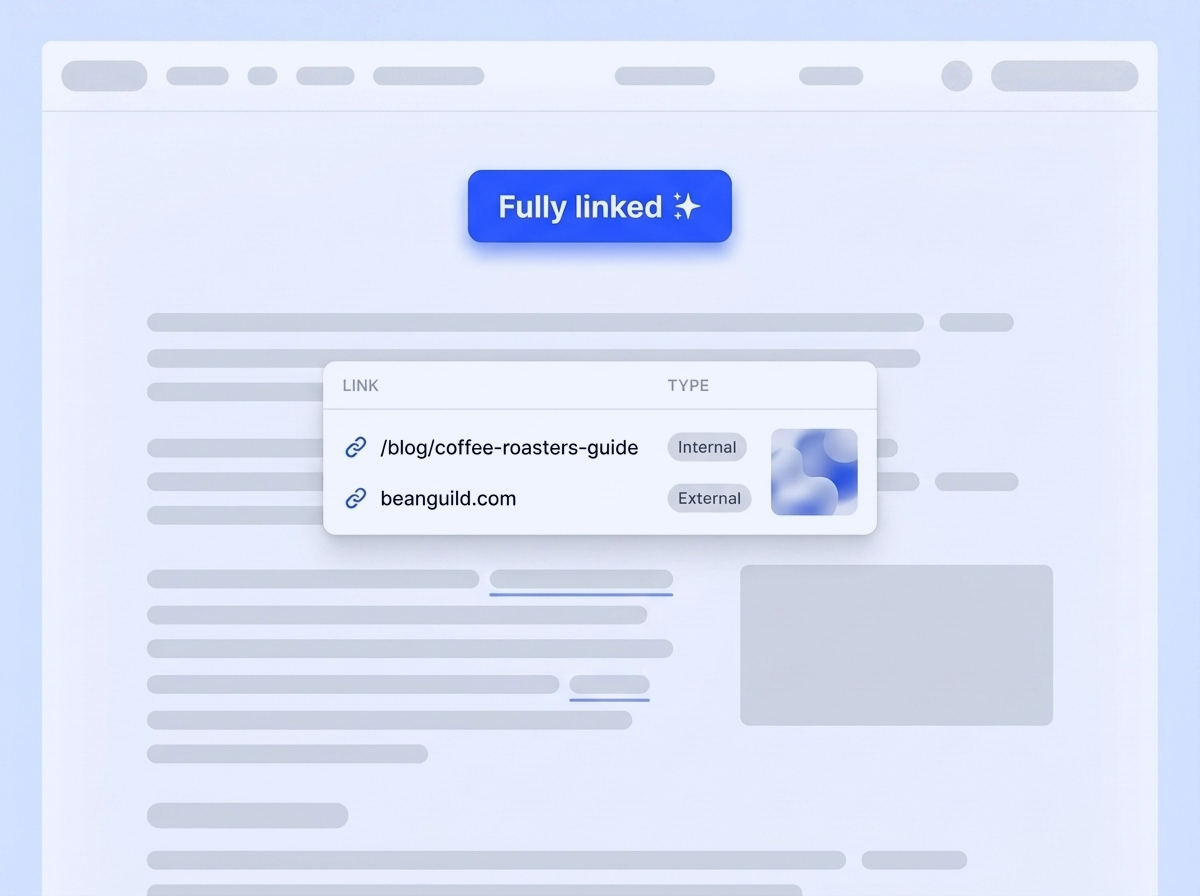 Sonarvue article view with highlighted internal links and an AI image